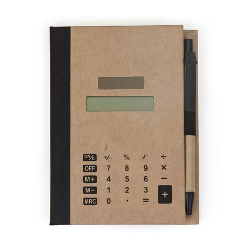 Bloco de anotações ecológico com calculadora